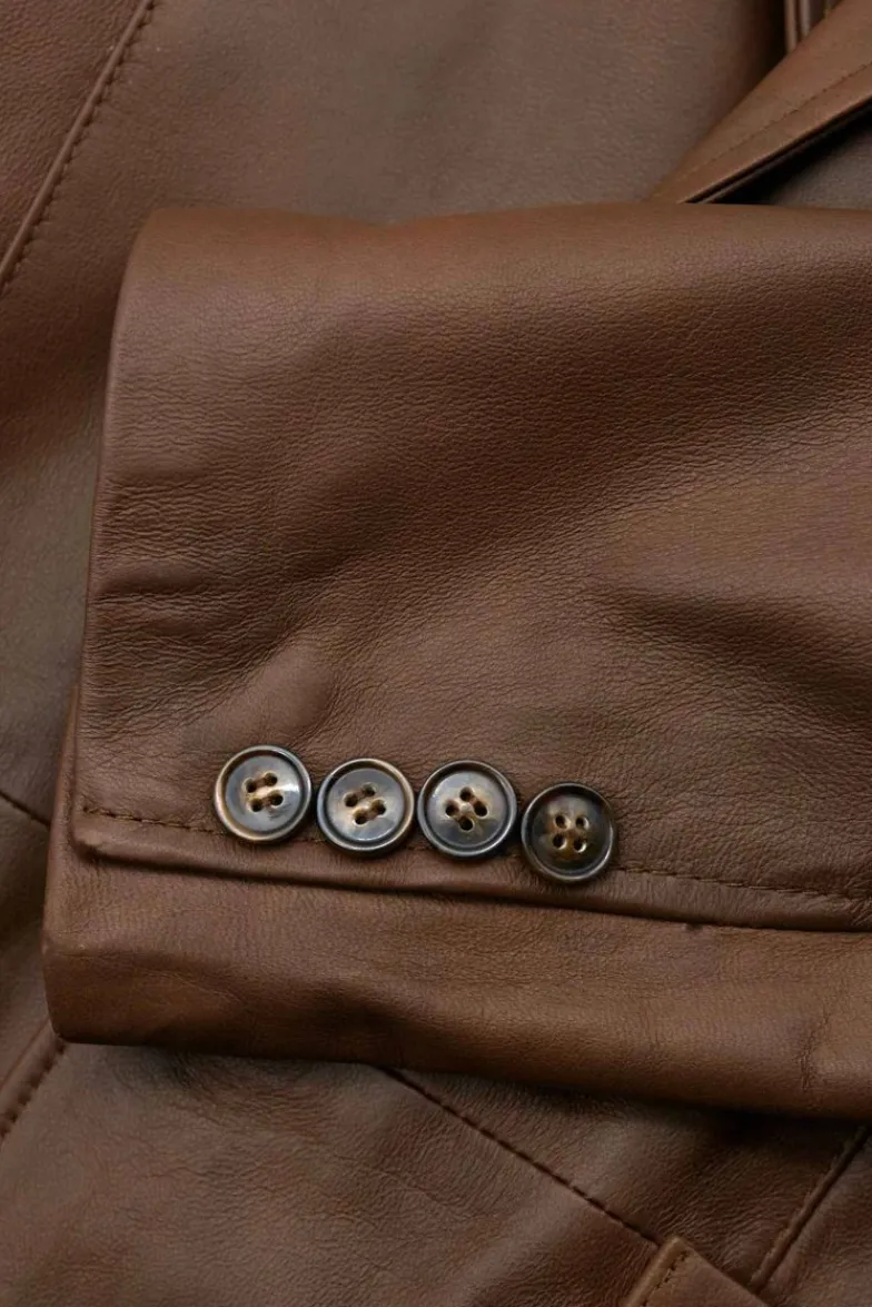 Uomo D'Arienzo Luke - Blazer in pelle naturale marrone nuvolato con due bottoni