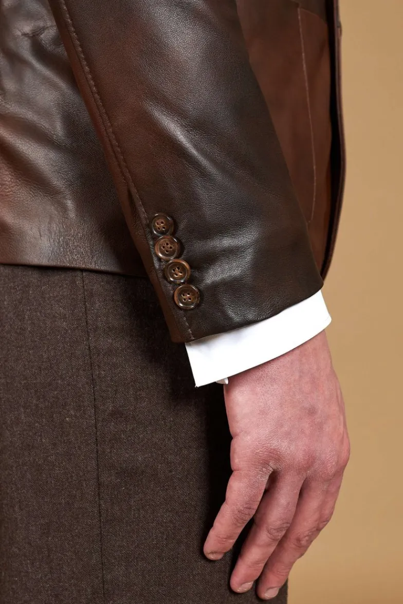 Uomo D'Arienzo Luke - Blazer in pelle naturale marrone nuvolato con due bottoni