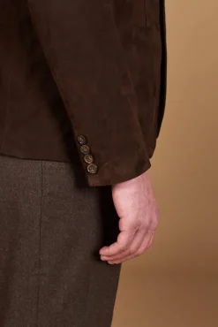 Uomo D'Arienzo Luke - Blazer in pelle scamosciata color marrone con due bottoni