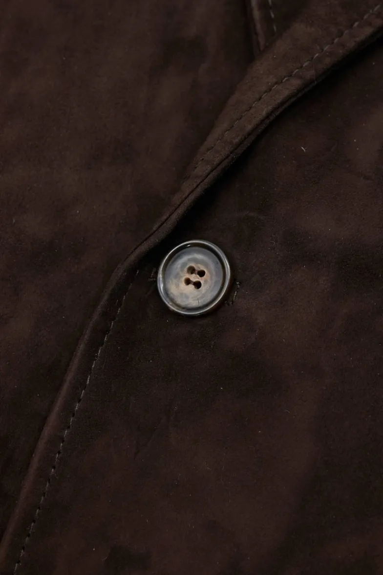 Uomo D'Arienzo Luke - Blazer in pelle scamosciata color marrone con due bottoni