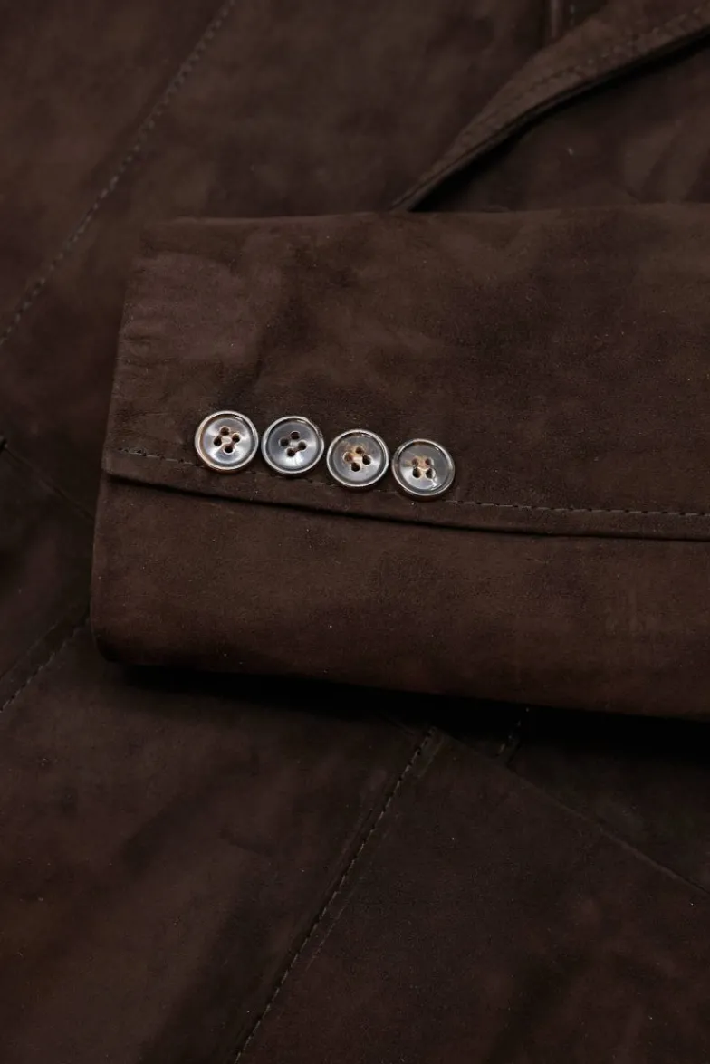 Uomo D'Arienzo Luke - Blazer in pelle scamosciata color marrone con due bottoni