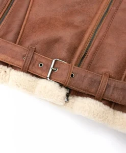 Donna D'Arienzo Malù - Montone shearling cuoio con cintura e cerniera trasversale