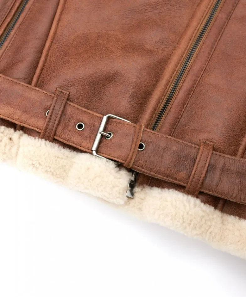 Donna D'Arienzo Malù - Montone shearling cuoio con cintura e cerniera trasversale