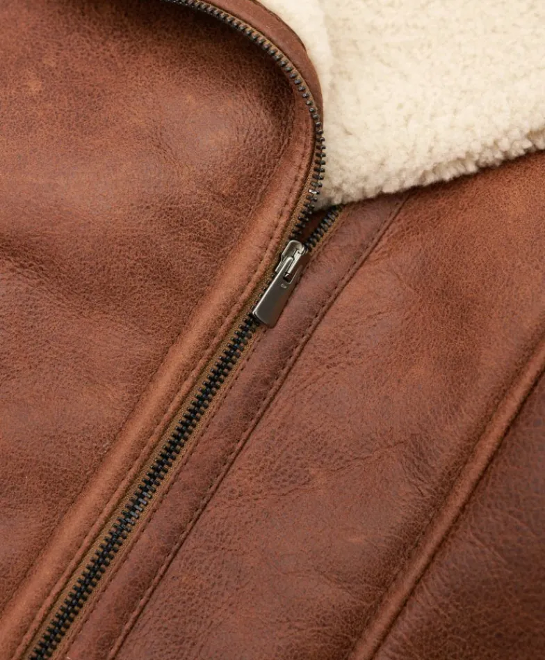 Donna D'Arienzo Malù - Montone shearling cuoio con cintura e cerniera trasversale