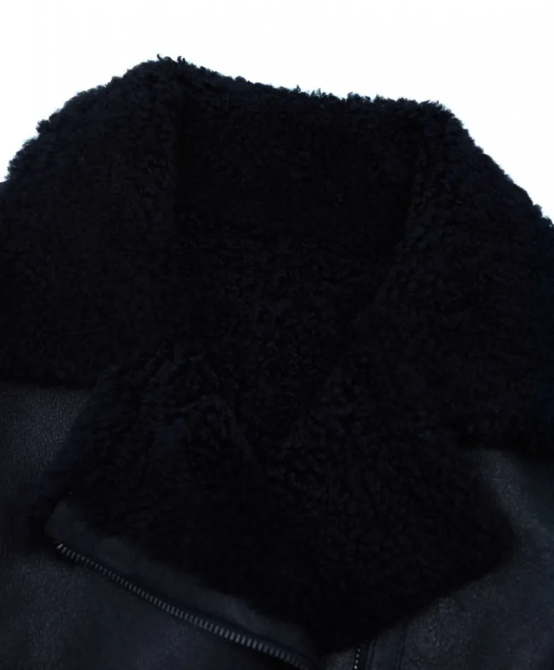 Donna D'Arienzo Malù - Montone shearling nero con cintura e cerniera trasversale