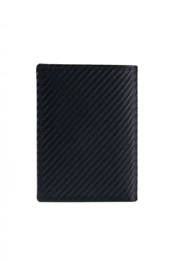 D'Arienzo Malik - Portafoglio in pelle nero design carbonio pieghevole due ante