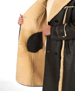 Uomo D'Arienzo M-Alix - Cappotto in montone testa di moro doppiopetto effetto vintage