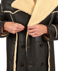 Uomo D'Arienzo M-Alix - Cappotto in montone testa di moro doppiopetto effetto vintage