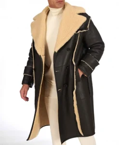 Uomo D'Arienzo M-Alix - Cappotto in montone testa di moro doppiopetto effetto vintage
