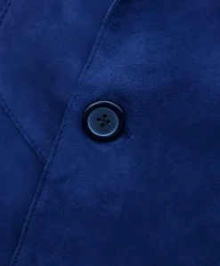 Donna D'Arienzo Marika - Cappottino in pelle scamosciata blu fodera tessuto