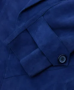 Donna D'Arienzo Marika - Cappottino in pelle scamosciata blu fodera tessuto