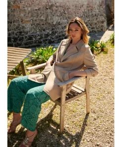 Donna D'Arienzo Marika - Cappottino in pelle scamosciata beige fodera tessuto