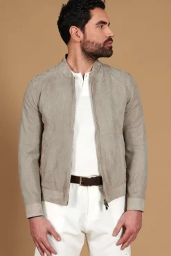Uomo D'Arienzo Marlon - Giacca in camoscio traforato colore grigio con cerniera