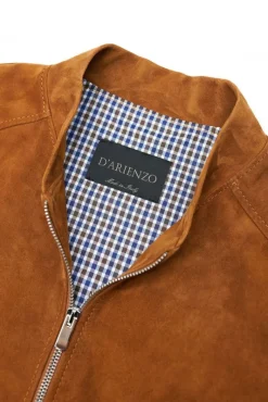 Uomo D'Arienzo Marlon - Giacca in pelle camoscio color cuoio con cerniera