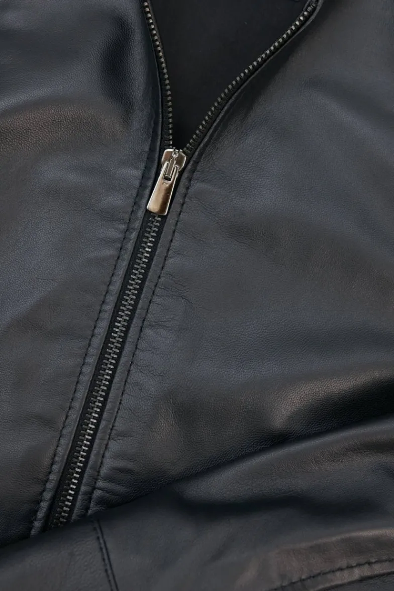 Uomo D'Arienzo Marlon - Giacca in pelle nera nappa effetto liscio tasche con calamita