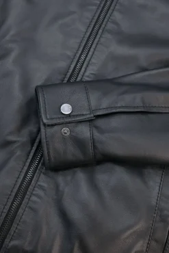 Uomo D'Arienzo Marlon - Giacca in pelle nera nappa effetto liscio tasche con calamita