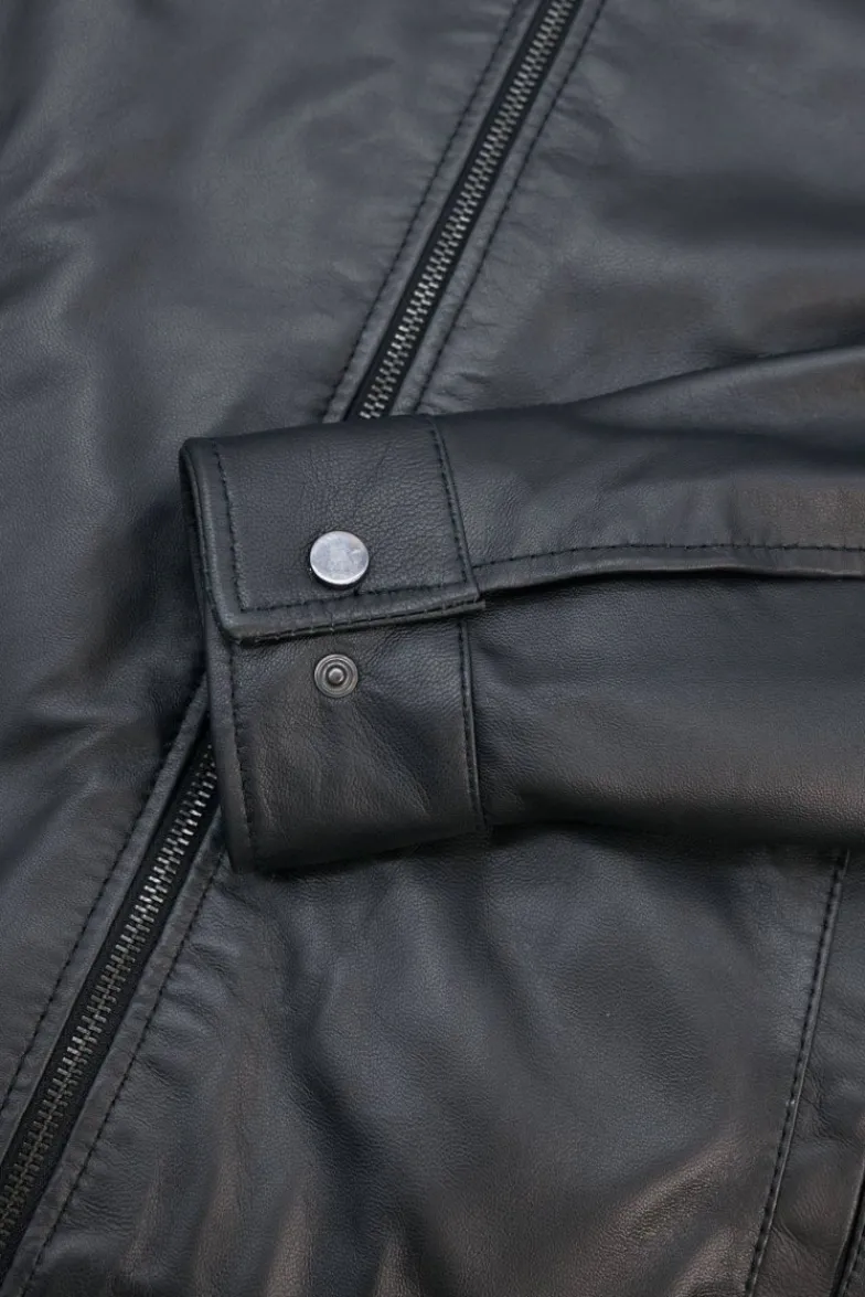 Uomo D'Arienzo Marlon - Giacca in pelle nera nappa effetto liscio tasche con calamita