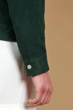 Uomo D'Arienzo Marlon - Giacca in pelle scamosciata colore verde con cerniera