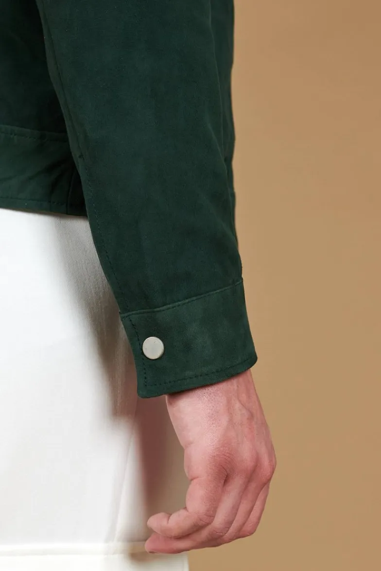 Uomo D'Arienzo Marlon - Giacca in pelle scamosciata colore verde con cerniera