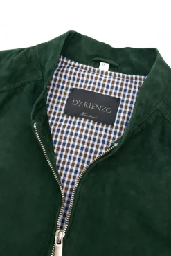 Uomo D'Arienzo Marlon - Giacca in pelle scamosciata colore verde con cerniera