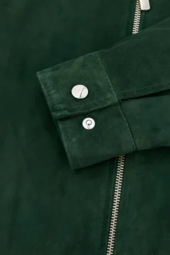 Uomo D'Arienzo Marlon - Giacca in pelle scamosciata colore verde con cerniera