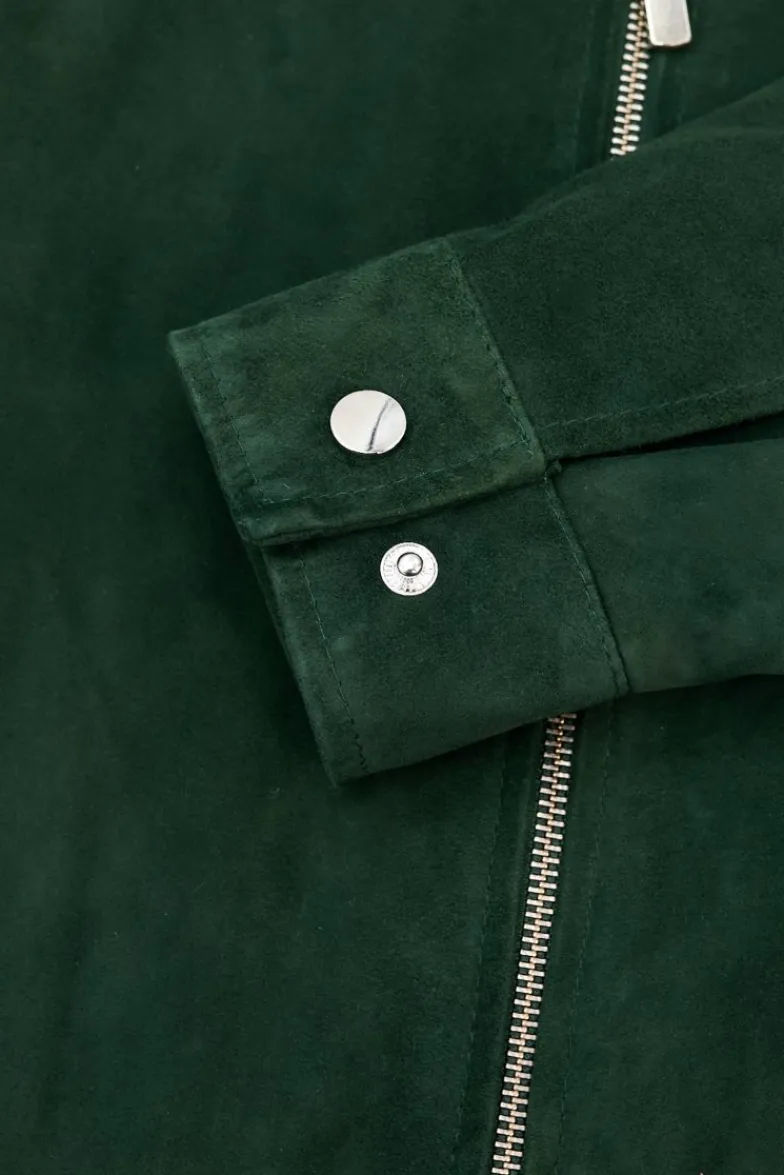 Uomo D'Arienzo Marlon - Giacca in pelle scamosciata colore verde con cerniera