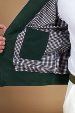 Uomo D'Arienzo Marlon - Giacca in pelle scamosciata colore verde con cerniera