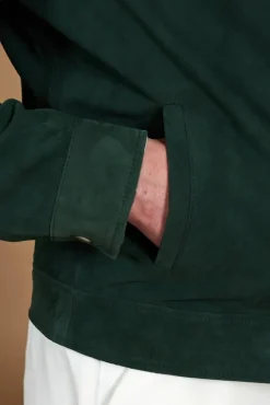 Uomo D'Arienzo Marlon - Giacca in pelle scamosciata colore verde con cerniera