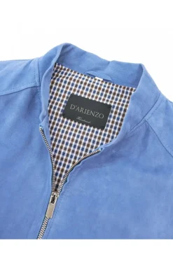 Uomo D'Arienzo Marlon - Giacca in pelle scamosciata blu denim con cerniera