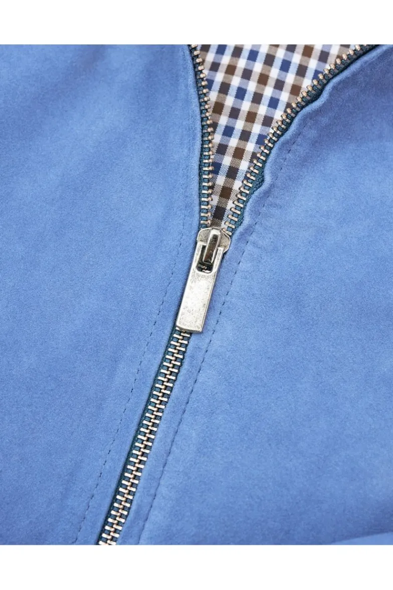 Uomo D'Arienzo Marlon - Giacca in pelle scamosciata blu denim con cerniera