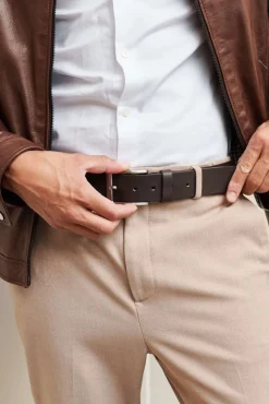Uomo D'Arienzo Martin - Cintura uomo in pelle di vitello marrone con fibbia argento