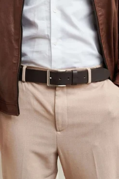 Uomo D'Arienzo Martin - Cintura uomo in pelle di vitello marrone con fibbia argento