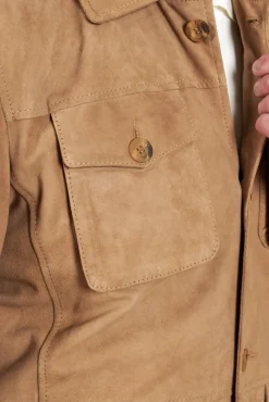 Uomo D'Arienzo Mason - Sahariana camoscio beige uomo con tasche applicate