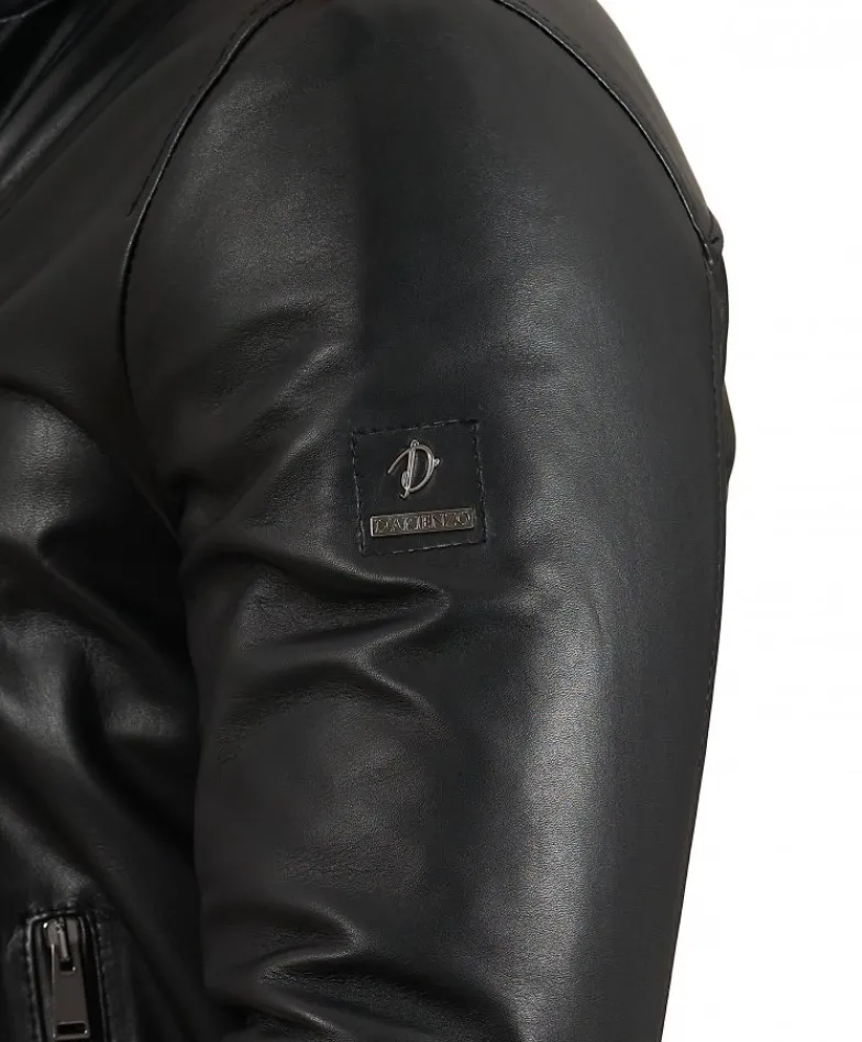 Uomo D'Arienzo Maxim - Giubbotto Bomber in pelle nera nappa effetto liscio