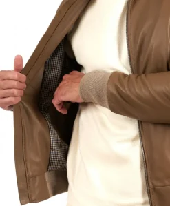 Uomo D'Arienzo Maxim - Giubbotto Bomber in pelle fango nappa effetto liscio