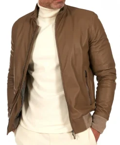 Uomo D'Arienzo Maxim - Giubbotto Bomber in pelle fango nappa effetto liscio