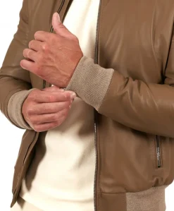 Uomo D'Arienzo Maxim - Giubbotto Bomber in pelle fango nappa effetto liscio