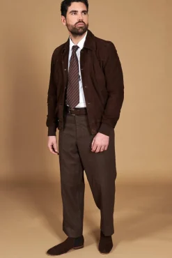 Uomo D'Arienzo Mike - Giacca bomber in pelle camoscio testa di moro collo camicia
