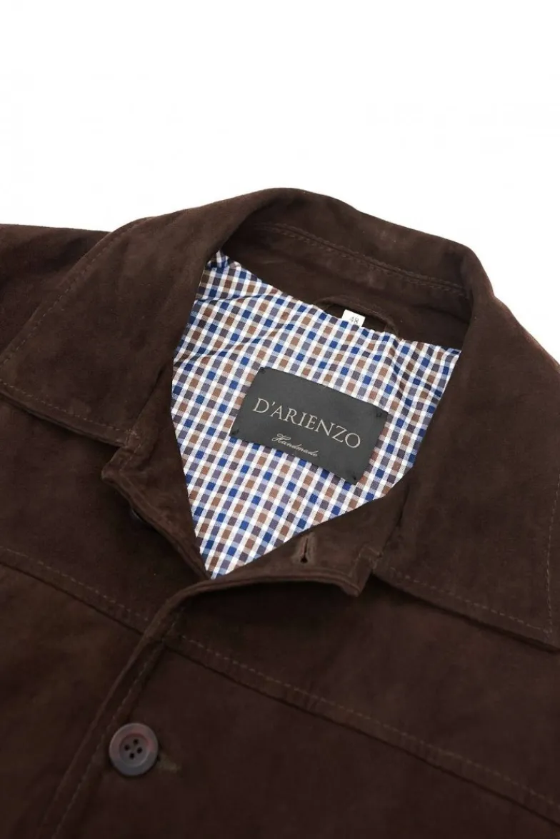 Uomo D'Arienzo Mike - Giacca bomber in pelle camoscio testa di moro collo camicia