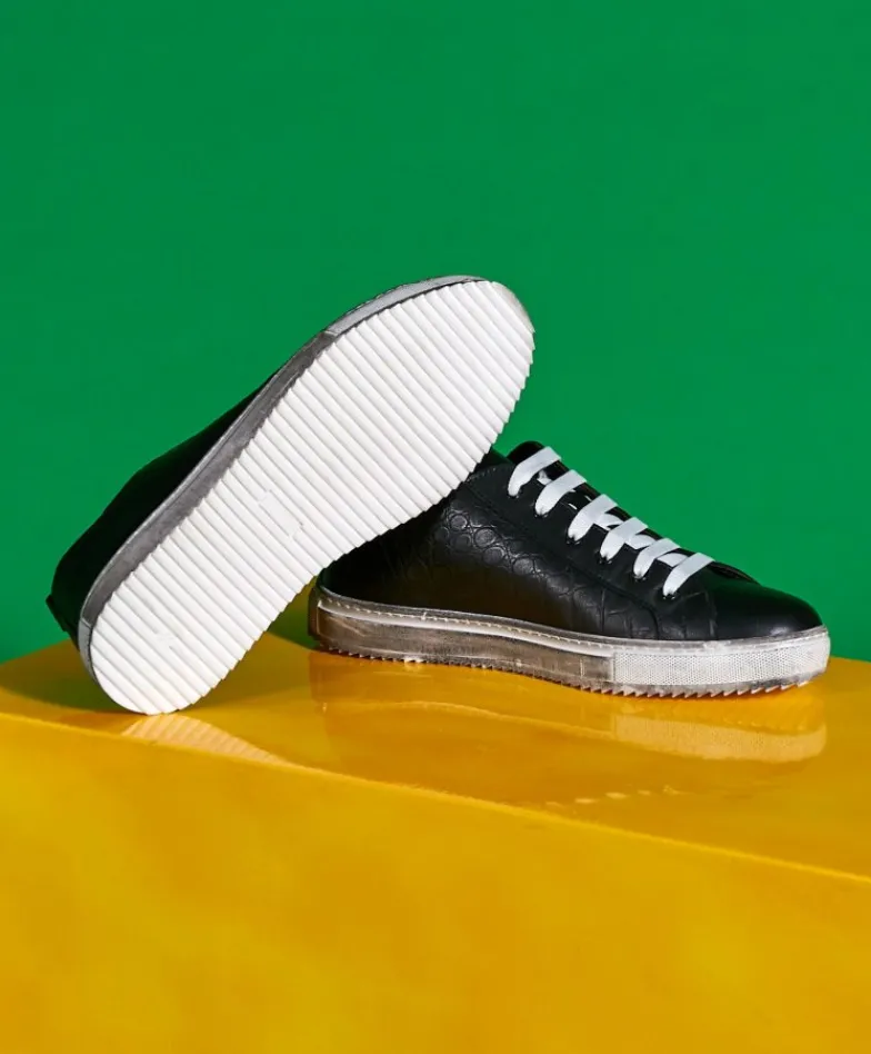 Uomo D'Arienzo Milano - Sneakers in pelle stampata nera da uomo