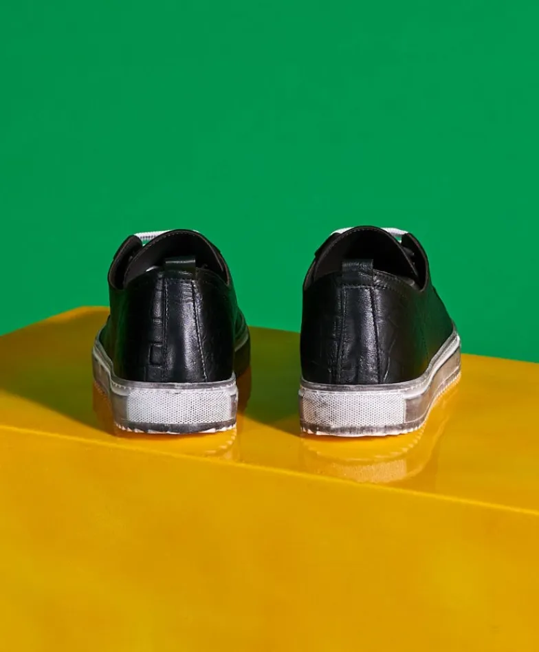 Uomo D'Arienzo Milano - Sneakers in pelle stampata nera da uomo