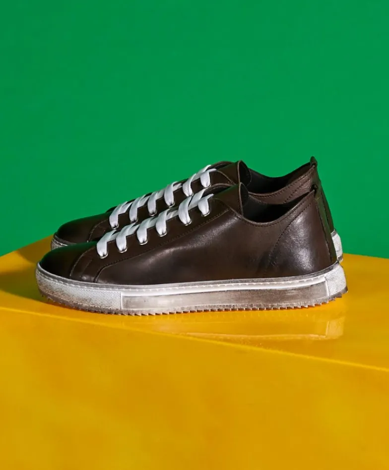 Uomo D'Arienzo Milano - Sneakers in pelle color fango da uomo