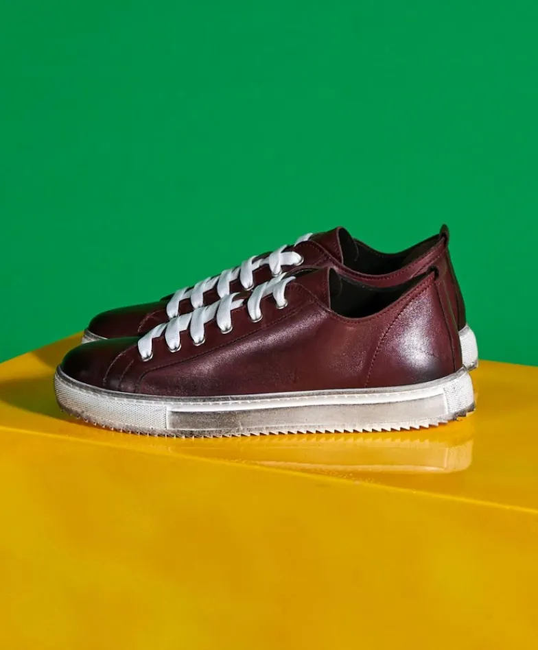 Uomo D'Arienzo Milano - Sneakers in pelle bordeaux da uomo