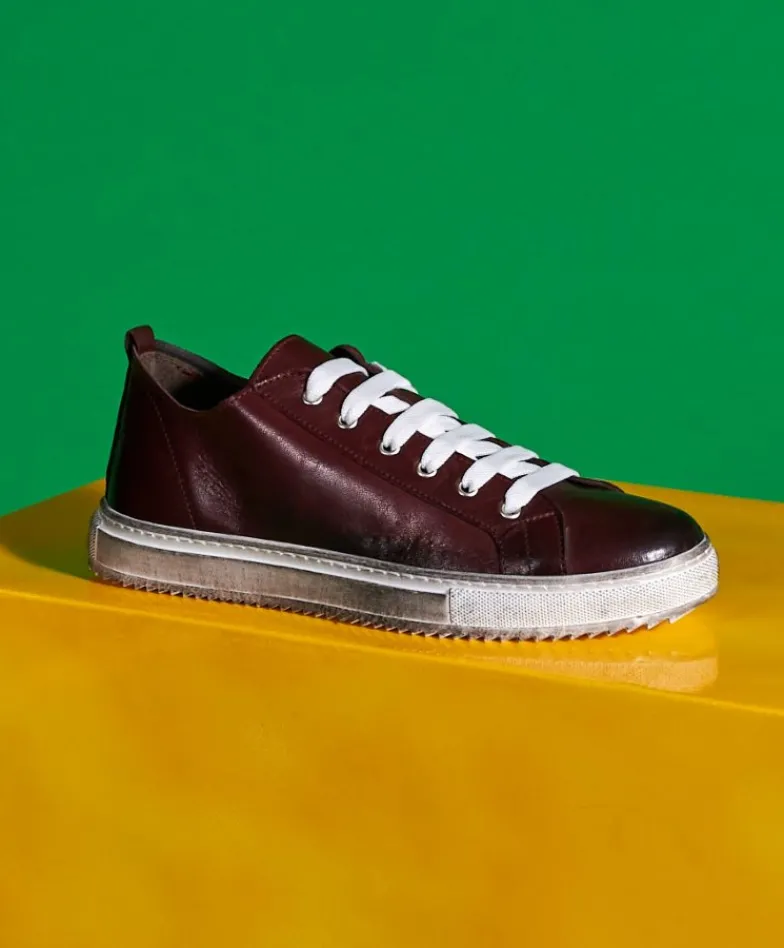 Uomo D'Arienzo Milano - Sneakers in pelle bordeaux da uomo