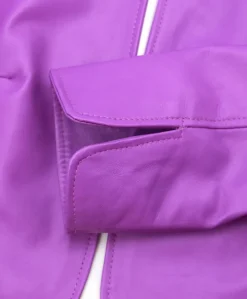 Donna D'Arienzo Miss - Giacca corta bolero in pelle naturale glicine girocollo