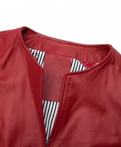 Donna D'Arienzo Miss - Giacca corta bolero in pelle rossa girocollo nappa effetto liscio
