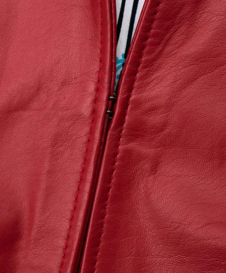 Donna D'Arienzo Miss - Giacca corta bolero in pelle rossa girocollo nappa effetto liscio