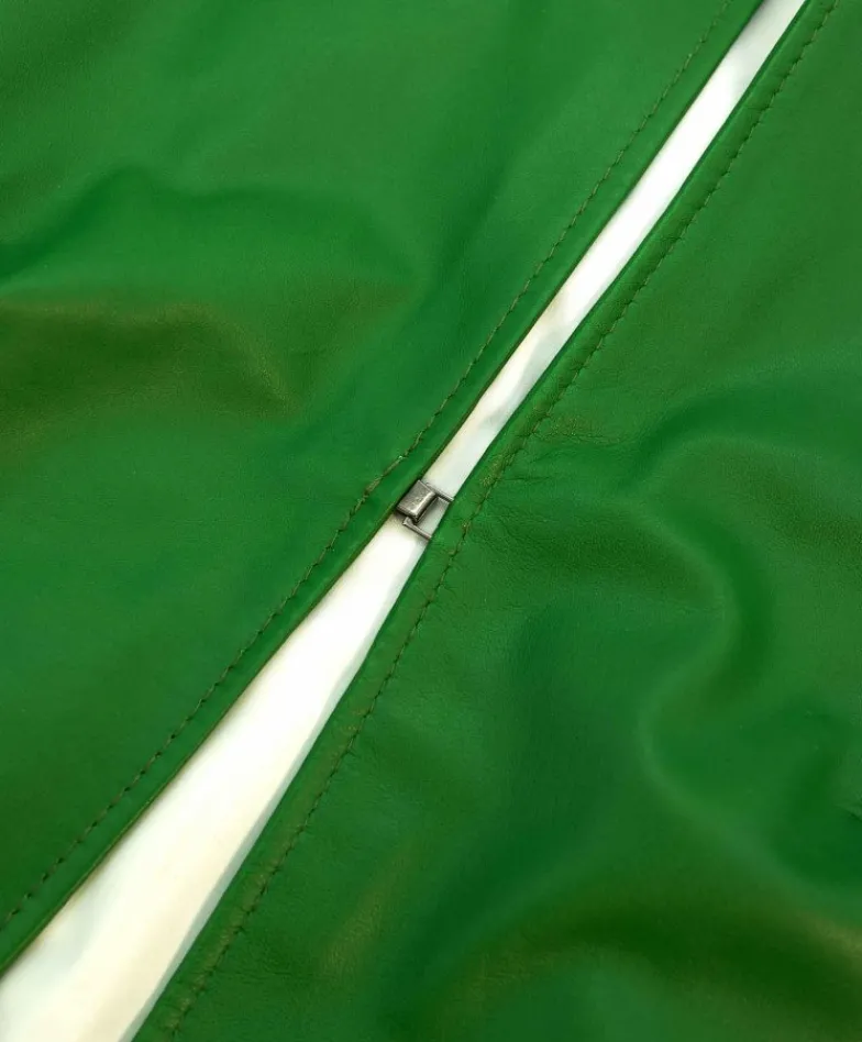 Donna D'Arienzo Miss - Giacca corta bolero in pelle verde menta girocollo
