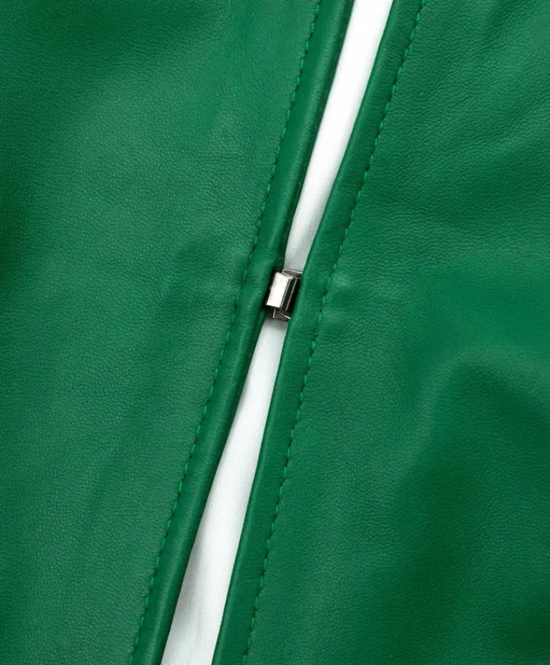 Donna D'Arienzo Miss - Giacca corta bolero in pelle naturale verde girocollo