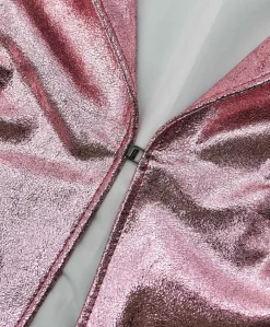 Donna D'Arienzo Miss - Giacca corta bolero in pelle laminata rosa girocollo